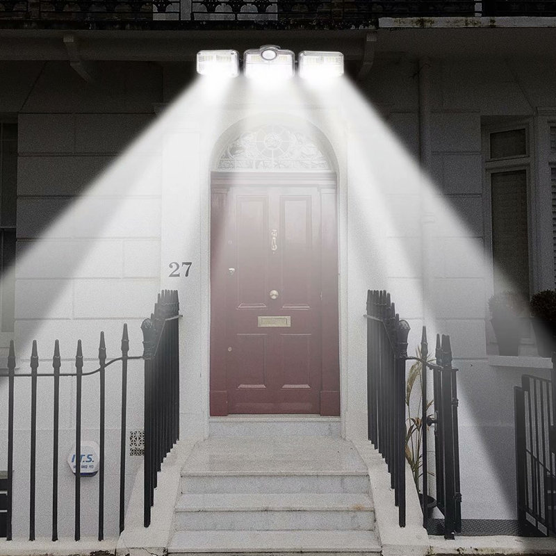 3 - Head LED Solar Powered Dusk to Dawn Outdoor Security Flood Light with Motion Sensor