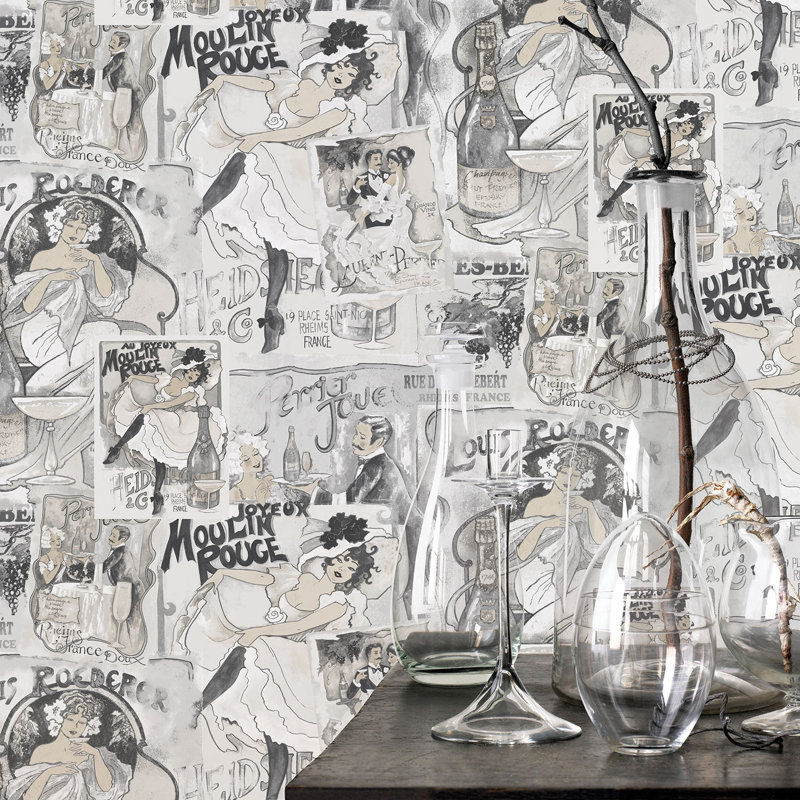 Acquanetta 10cm x 53cm Matte Wallpaper Roll, Grey