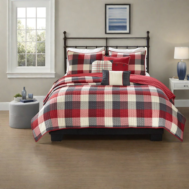 Rustic Red Polyester Bedding Sets With Farmhouse Charm For Home