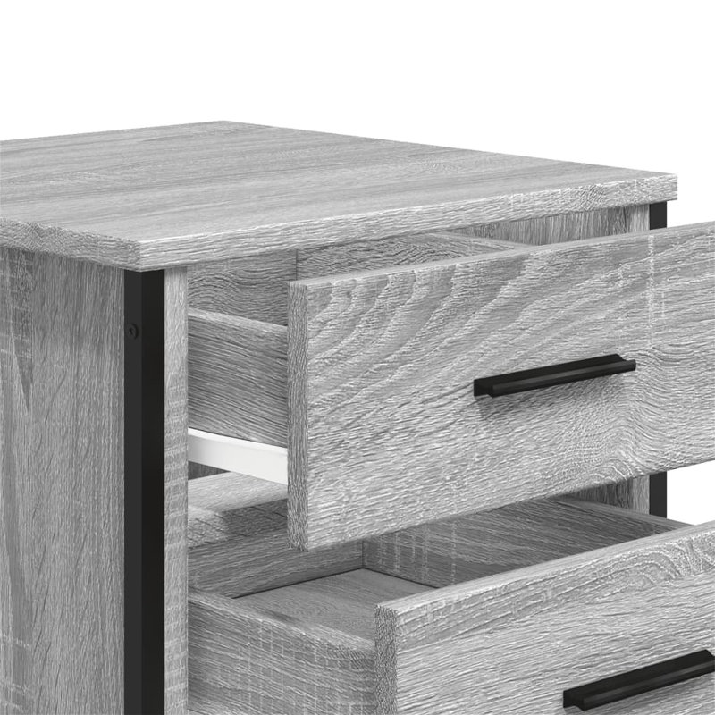 Aimilios 40cm W Metal Bedside Table, Grey Sonoma