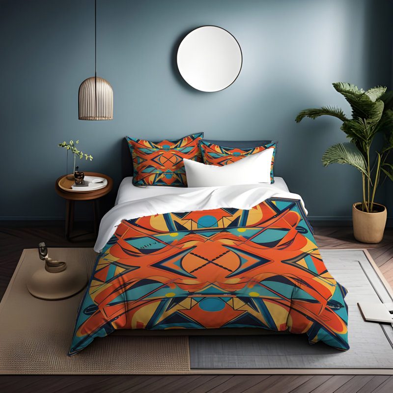 Polyester Abstract Duvet Cover, King Duvet Cover + 2 King Shams