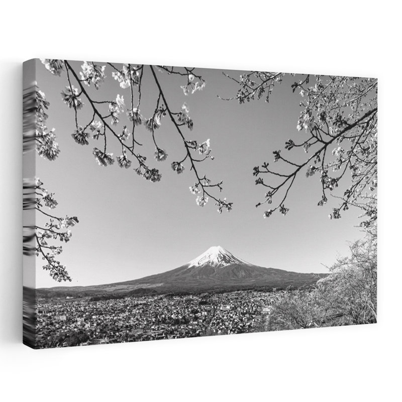 «Mount Fuji Cherry Blossoms», reproduction d'art murale contemporaine abstraite, H 24 po x l 36 po