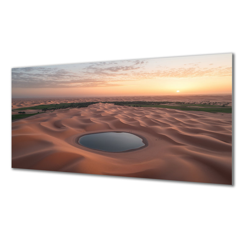 Une vue aérienne du désert du Sahara avec sable - art mural en métal du désert pour le salon, H 28 po x l 60 po