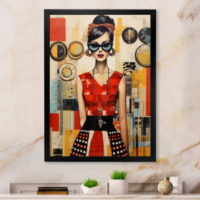 Mid Century Retro Woman Portrait V - Abstract Midcentury, art mural encadré