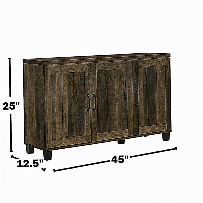 Armoire à chaussures 3 portes l 45 po finition chêne foncé