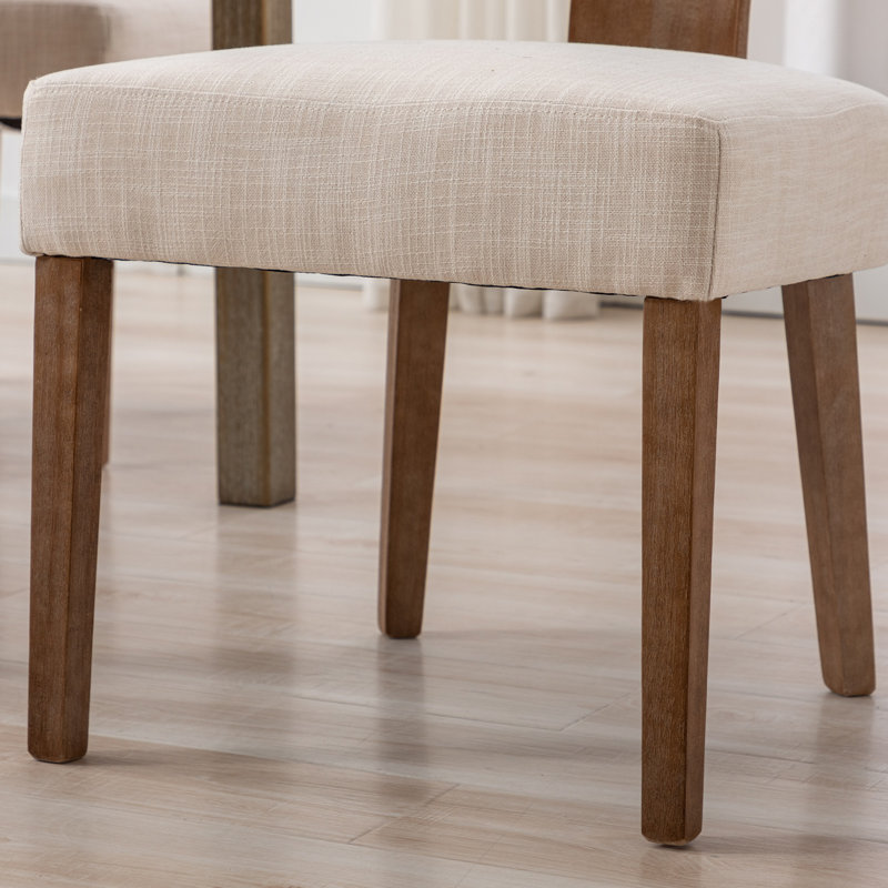 Chaises de salle à manger rembourrées Farhat, Beige/brun, Bois