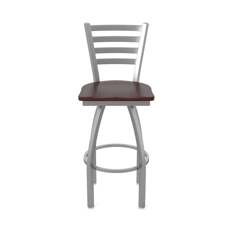 Tabouret pivotant Jackie, Bois - Érable cerise foncée, Tabouret de comptoir (siège d'une hauteur de 25 p, Acier Inoxydable