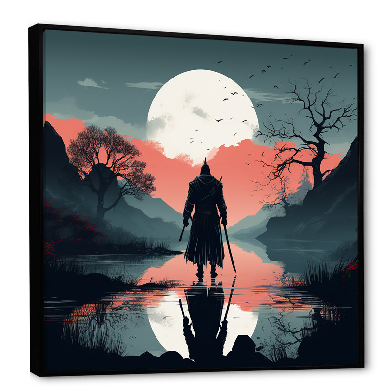 Art japonais, art mural japonais, Cadre flottant noir, 16" H x 16" W