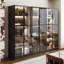 Combination Bookcase With Glass Doors And Led Lights, Display Cabin With 5-tier Shelveset-306985976-333203003