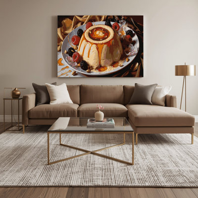 Desserts Semolina pudding Black Canvas Wall Art