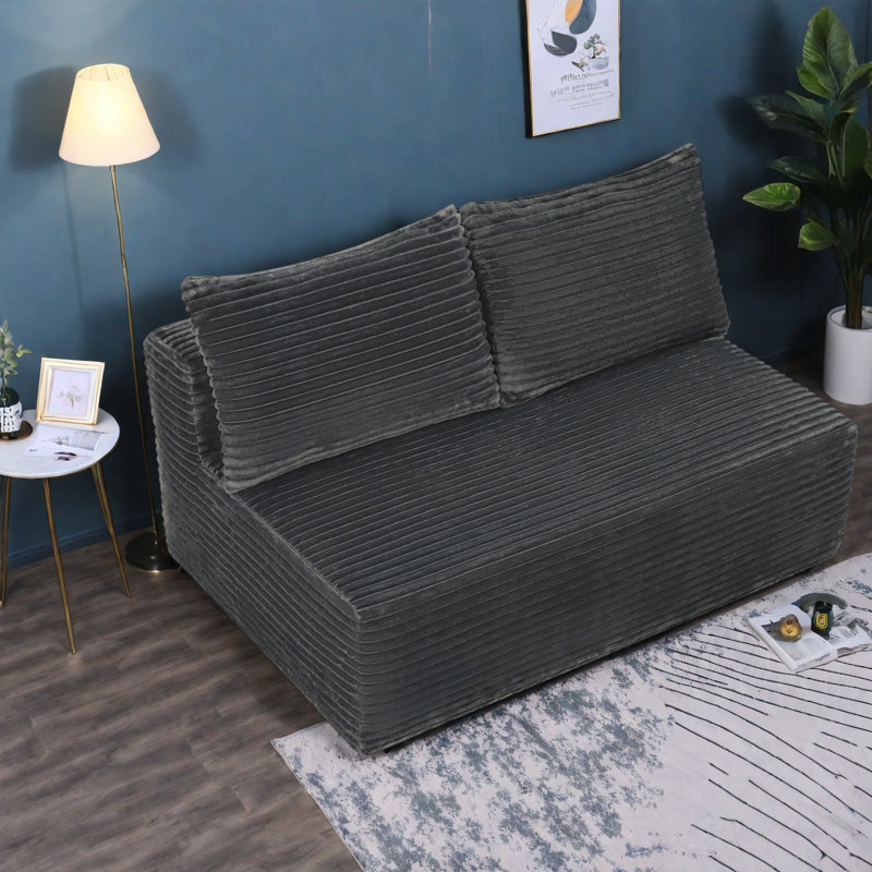 Canapé à compression, tissu moelleux 57 x 35 x 24, gris moderne