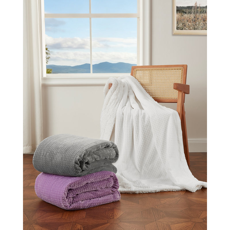 Jeté de couverture électrique 50 po x 60 po Fast Waffle Soft Flaffel, L 60 po x l 50 po, Blanc