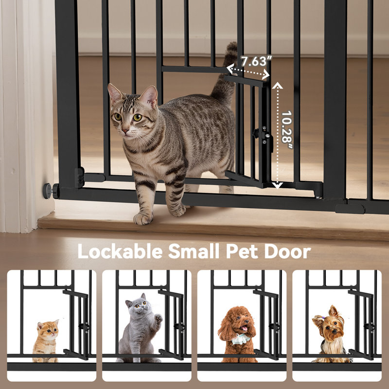 Barrière de sécurité à fermeture automatique avec porte pour animaux 29,5 "à 40,5" pour portes d'escalier, Noir