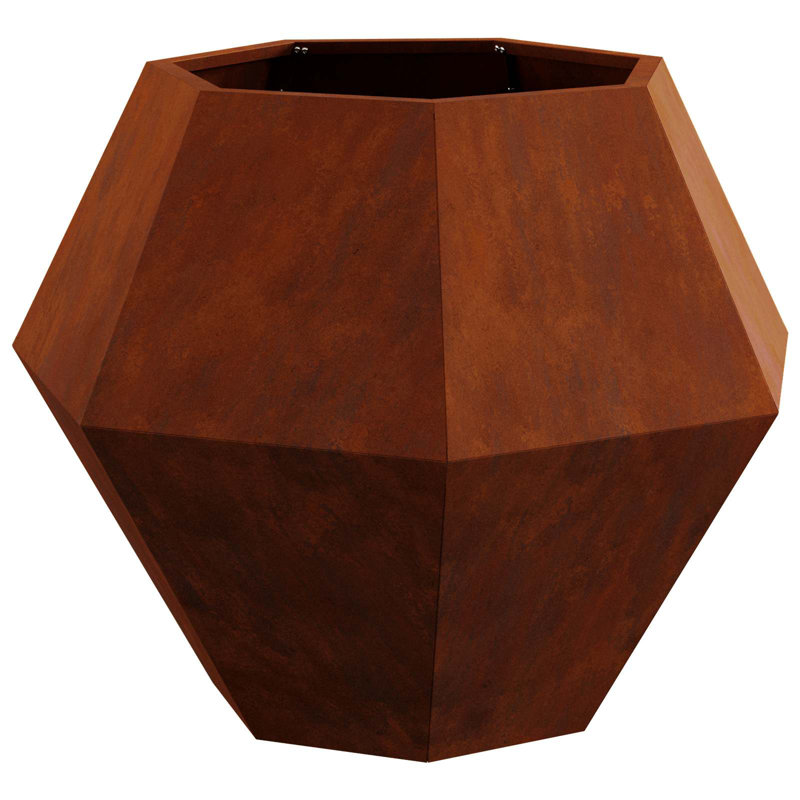  Planter Rusty Weathering Steel, 60cm H x 75cm W x 75cm D
