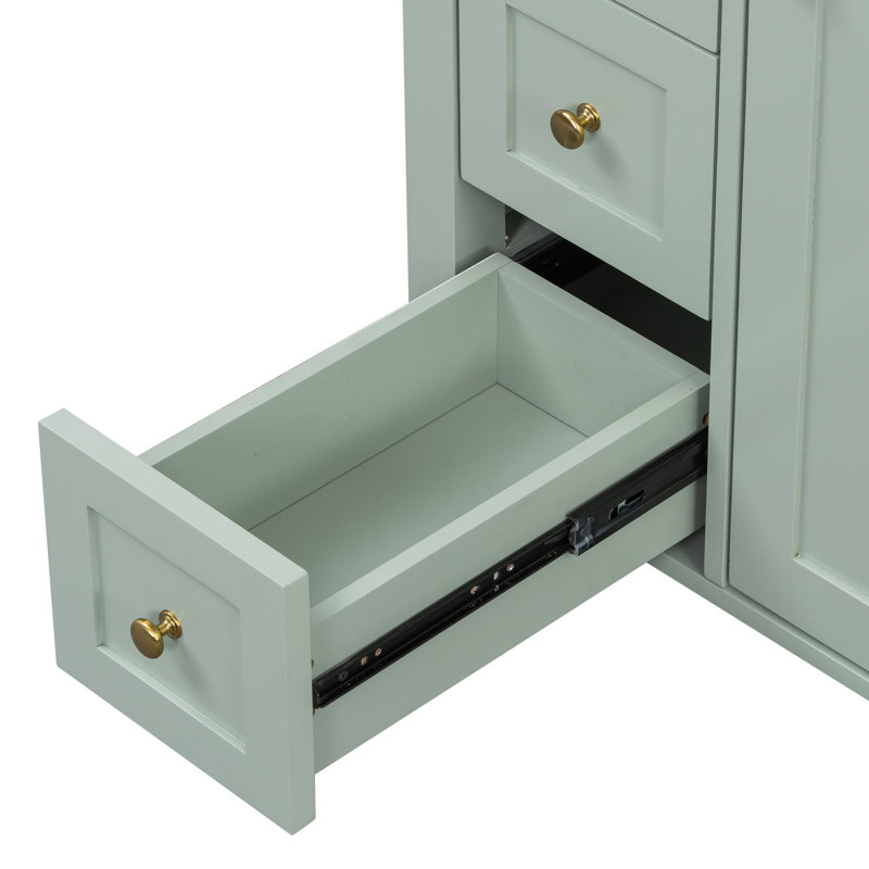 Meuble-lavabo simple 24 po avec lavabo, Vert, Doré