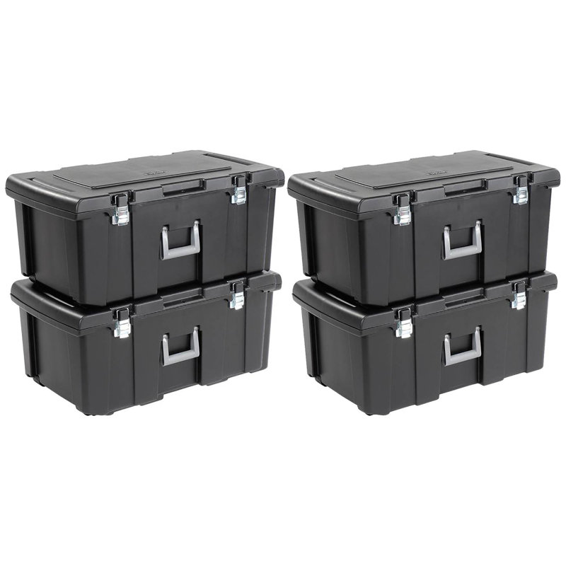 Rolling storage locker, Sterilite plastic utility container, 4, Noir