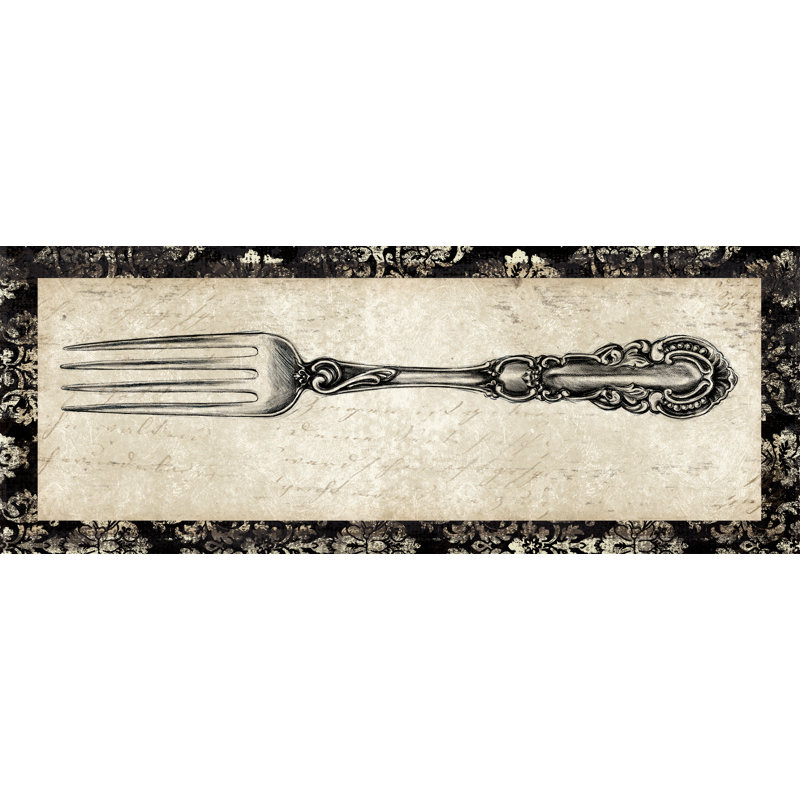 Patterned Fork I - Painting Print, 20cm H x 30cm W, Wrapped Canvas