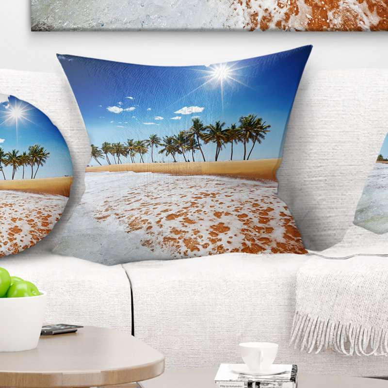 Magnifique coussin en mer et palmier, 16 po x 1 po, Coussin décoratif