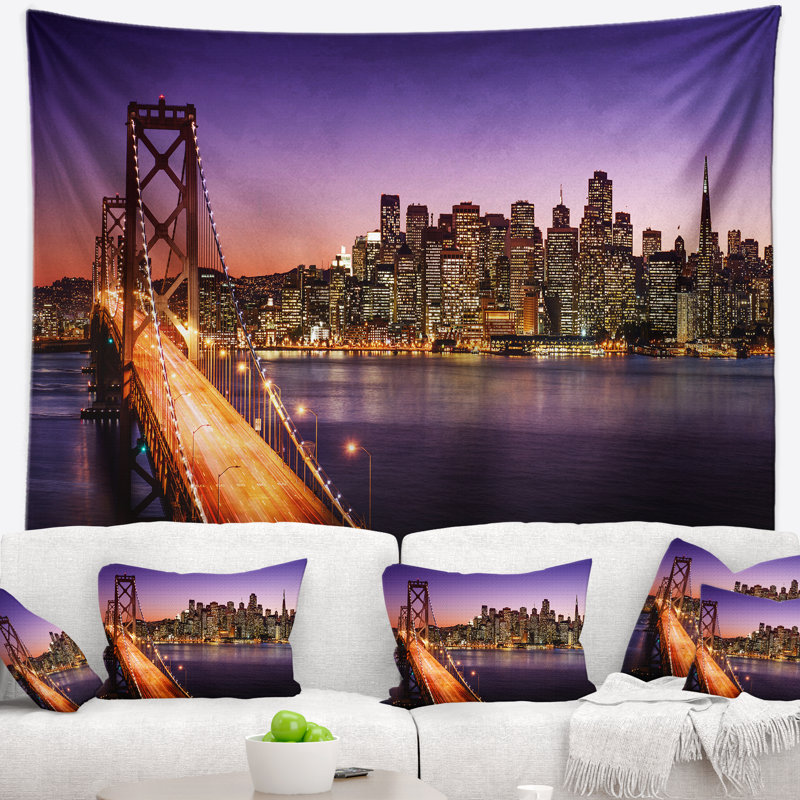 Tapisserie de san francisco et bay bridge, H 78 po x l 92 po