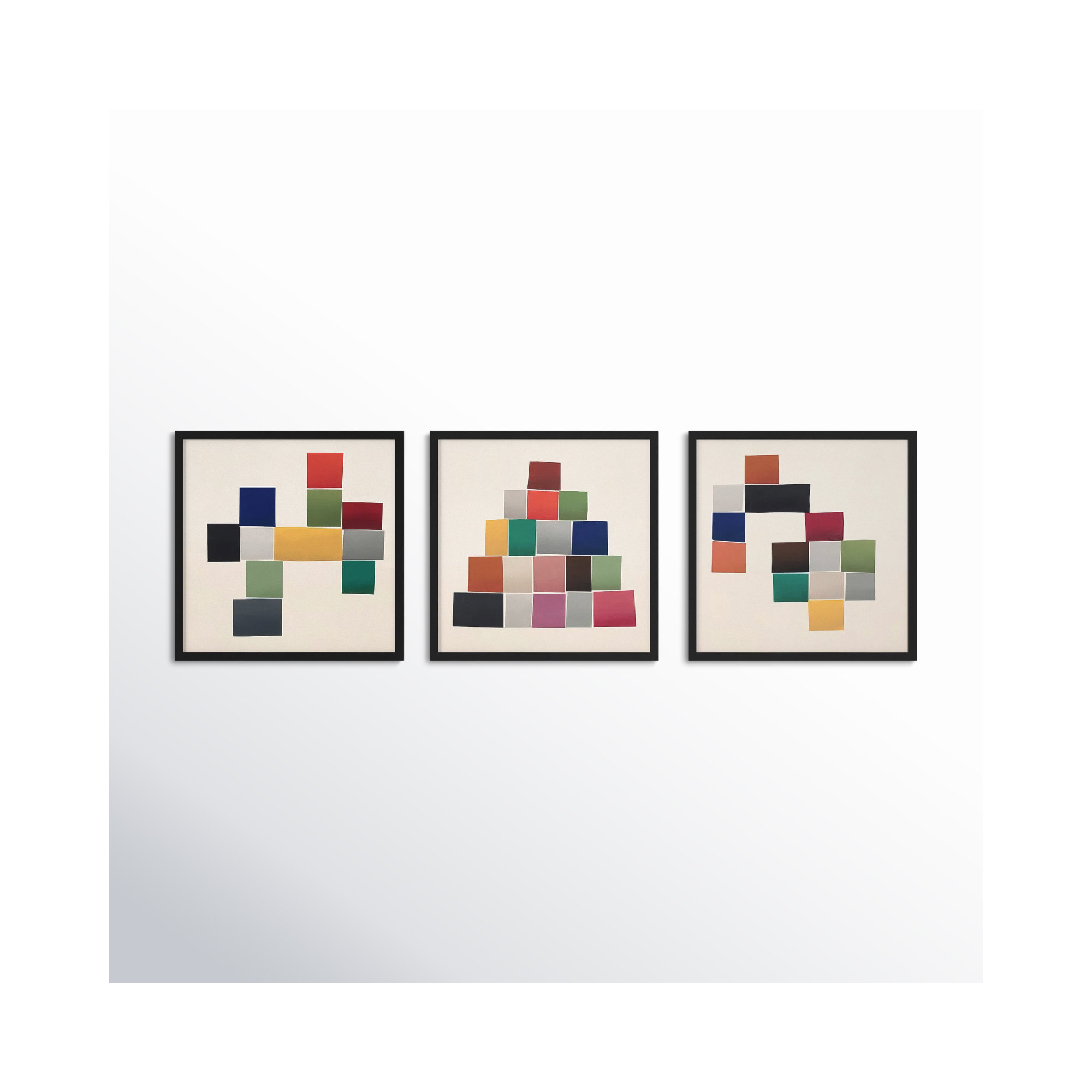 Jewels. Set Of 3 by Lee Lessem, Black Framed, 16" H x 16" W x 1.25" D