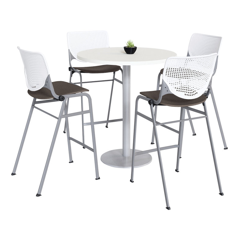 Mode - KOOL Ensembles de table ronde et de chaises pour salle de pause, H 41 po x L 36 po x l 36 po, Blanc / Bourgogne, Blanc