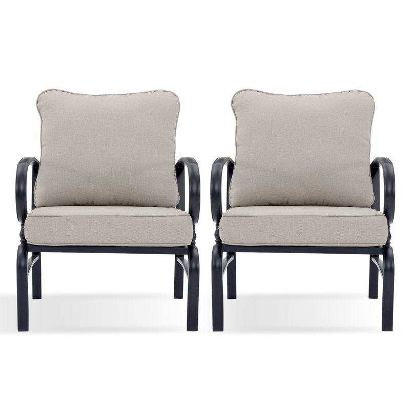 Balderston 23.6'' Wide Patio Club Chair with Olefin Cushions, Ivory