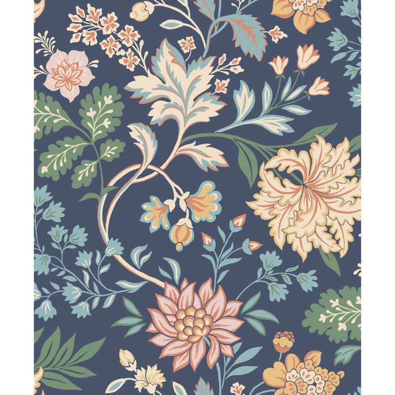 Boråstapeter Alicia Wallpaper, Navy/Yellow/Green