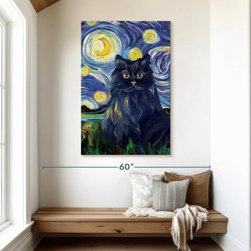 Brampt Abstract Black Cat, 48" H x 32" W