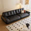 Canapé modulaire moderne en cuir véritable noir-1083371631
