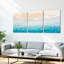 Ensemble de 3 tableaux sur toile représentant un paysage de plage et de vagues océaniques-1343985031