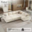 Canapé-lit d'angle Ahn en forme de U, 6 places, convertible avec lit gigogne, dossier inclinable et rangement dissimulé, beige.-240322795