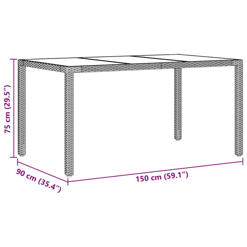 6 - Person Patio Dining Set with Rectangular Table, Brown/Cream White