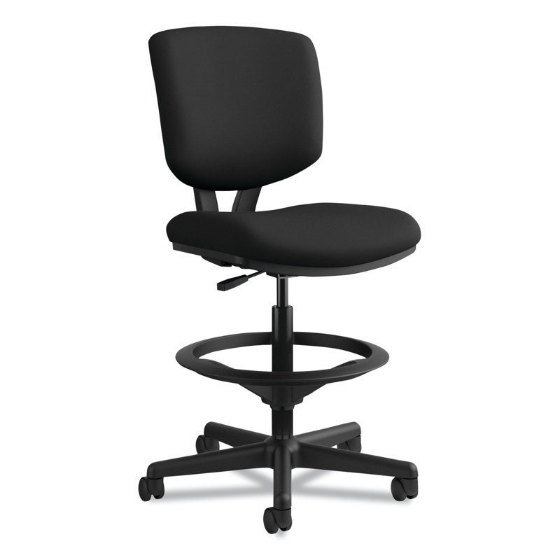 HON Volt Task Stool, Adjustable Footring, Fabric, Black, Black, No