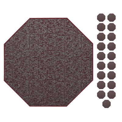 Ensemble de tapis intérieur / extérieur en nylon touffeté à la machine géométrique bourgogne