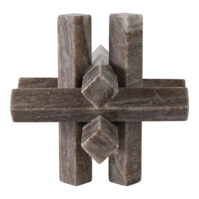 Sagebrook Home 7X7" Marble Geometric Orb, Grey