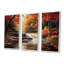 «Orange Autumn Mountain Waterfall Long View III - Waterfall», ensemble de reproduction d'art mural-107213746-107213753