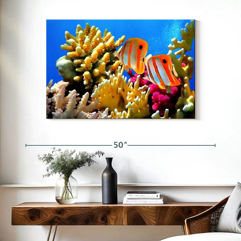 Butterflyfish And Corals, 26" H x 39" W
