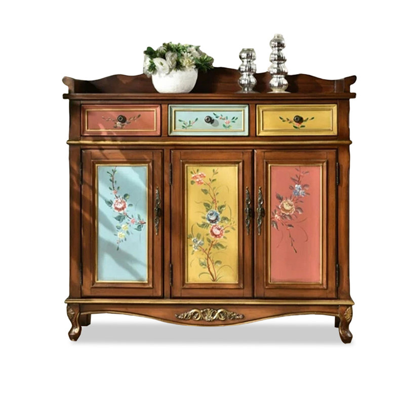 Brown Solid Wood Rectangular Console Table