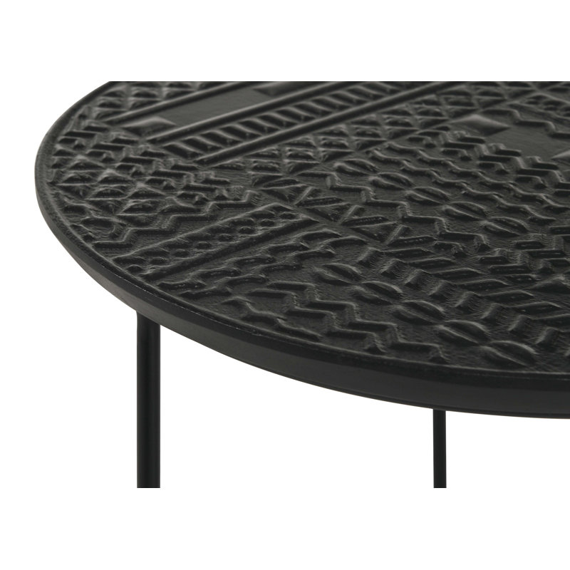2-piece Round Mango Wood Nesting Table Matte Black