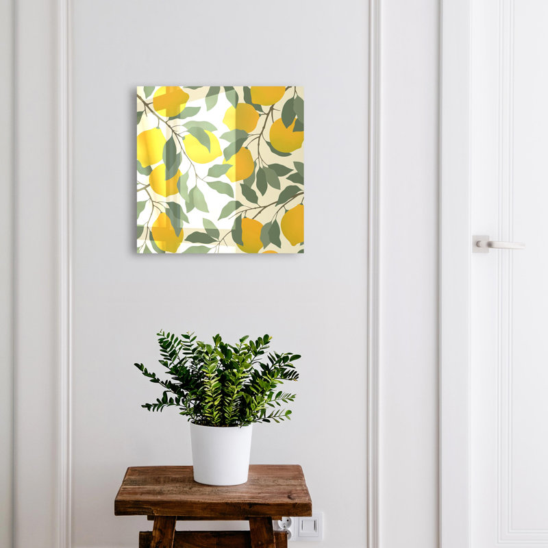 Key cabinet, Opens to the right, 30x30x5, White, Energetic lemons on a light background, 