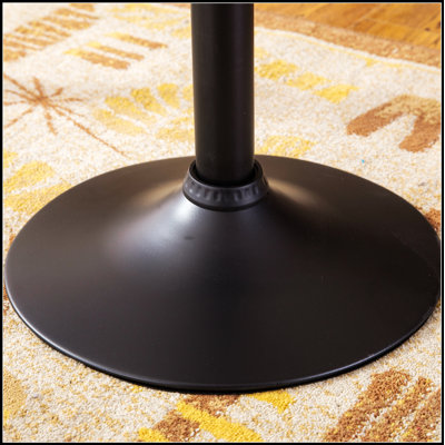 Table de bar en métal à hauteur réglable avec pieds et base noirs, parfaite pour un usage moderne et polyvalent