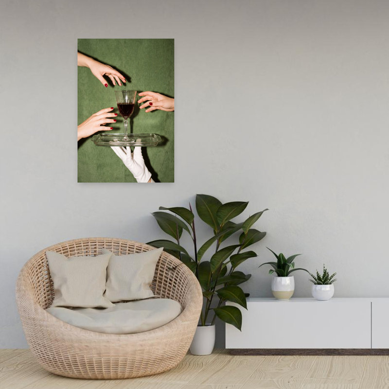 «The Wine Is Served», art mural rétro, H 24 po x l 16 po