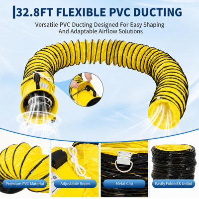 High-Speed Portable Air Mover Blower Fan - 8/10 in Utility Ventilation & Exhaust - Up to 2000 CFM for Workshop, Basement, Garage, Warehouse