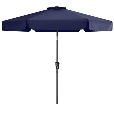 Holmquist Market Umbrella with Scalloped Valance, Tilt and Crank Lift