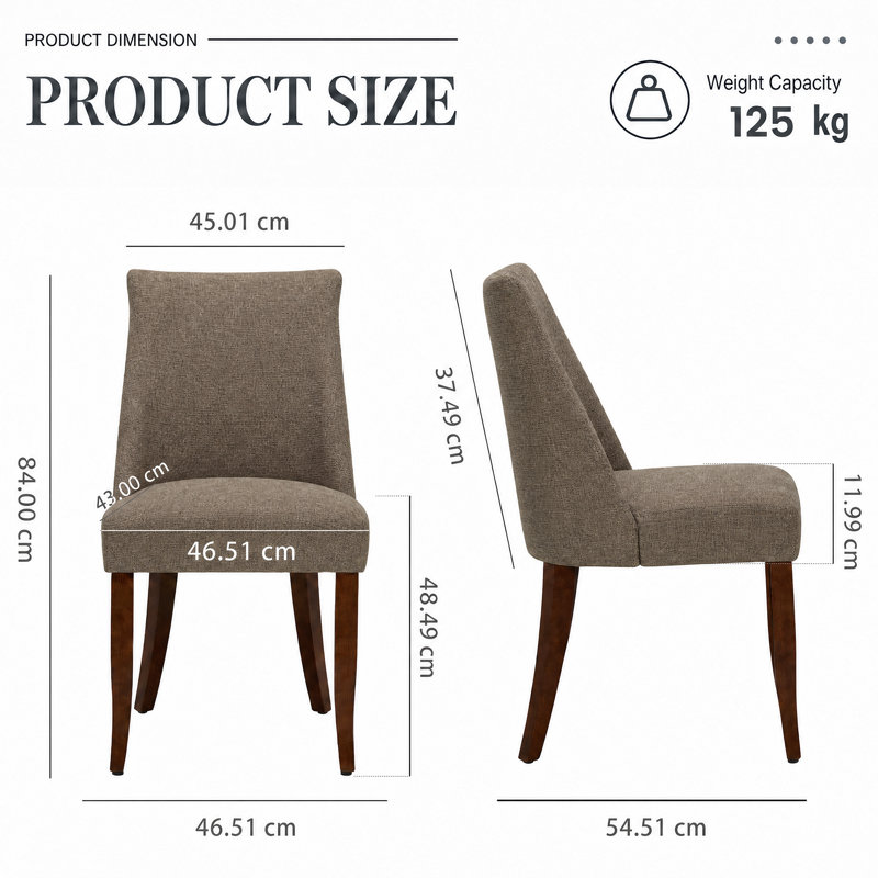 Parsons Upholstered Dining Chair Solid Wood Side Chair - Comfort & Style for Modern Homes, 46.5 x 54.5 x 84 cm, Brown