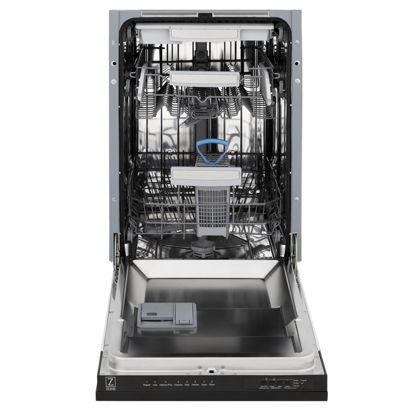 ZLINE 18" Tallac Series 3rd Rack Top Control Dishwasher with Stainless Steel Tub, 51dBa, Black Matte