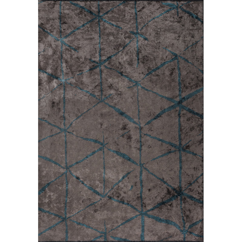 Tapis gris / bleu sarcelle Rapture, Rectangle 7 pi 10 po x 11 pi 2 po
