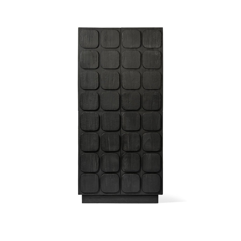 Naviah Solid Wood Rectangle Accent Cabinet, Black