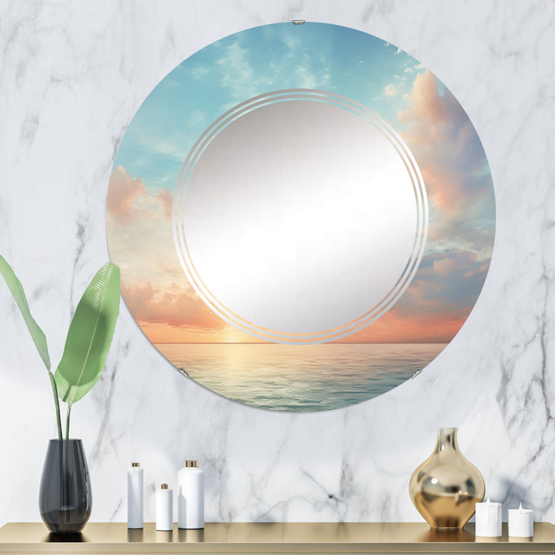 Baizen - Miroir mural rond, 32 po x 32 po