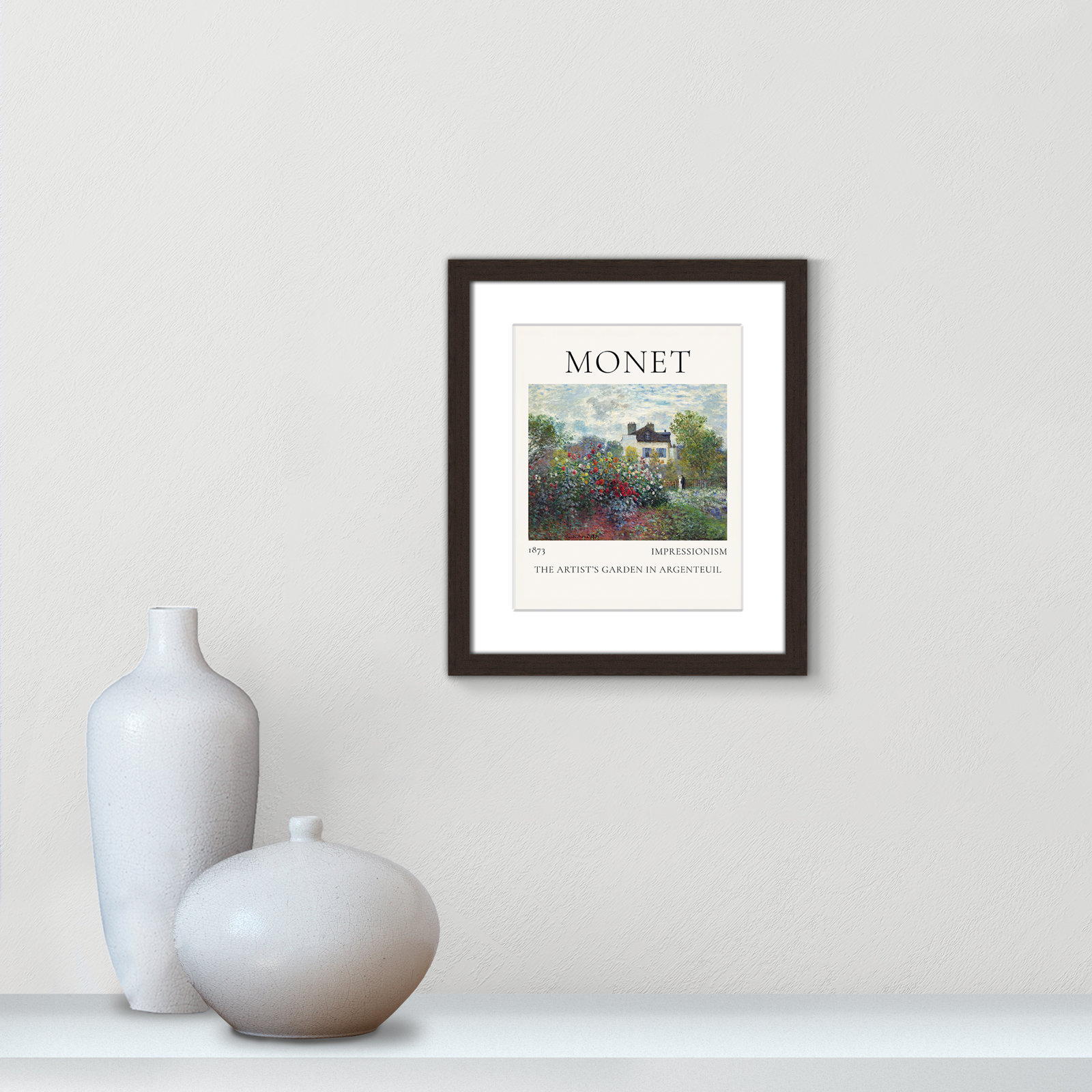 Rocchetto "Artists Garden in Argenteuil" Print, Walnut Single Picture Frame, Yes, 15" H x 13" W x 1.25" D